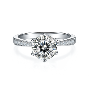 2.0 CT D Color Moissanite Pave Dancing Custom Ring in White Gold Plated Sterling Silver#5