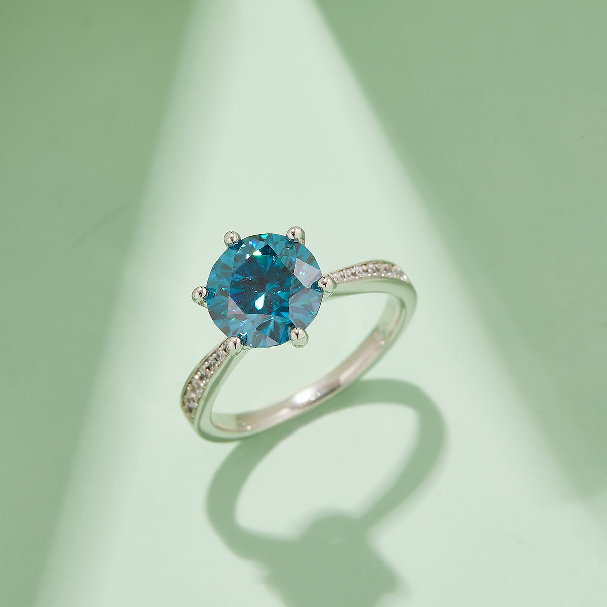 3.0 CT D Color Moissanite Pave Dancing Custom Ring in White Gold Plated Sterling Silver#10