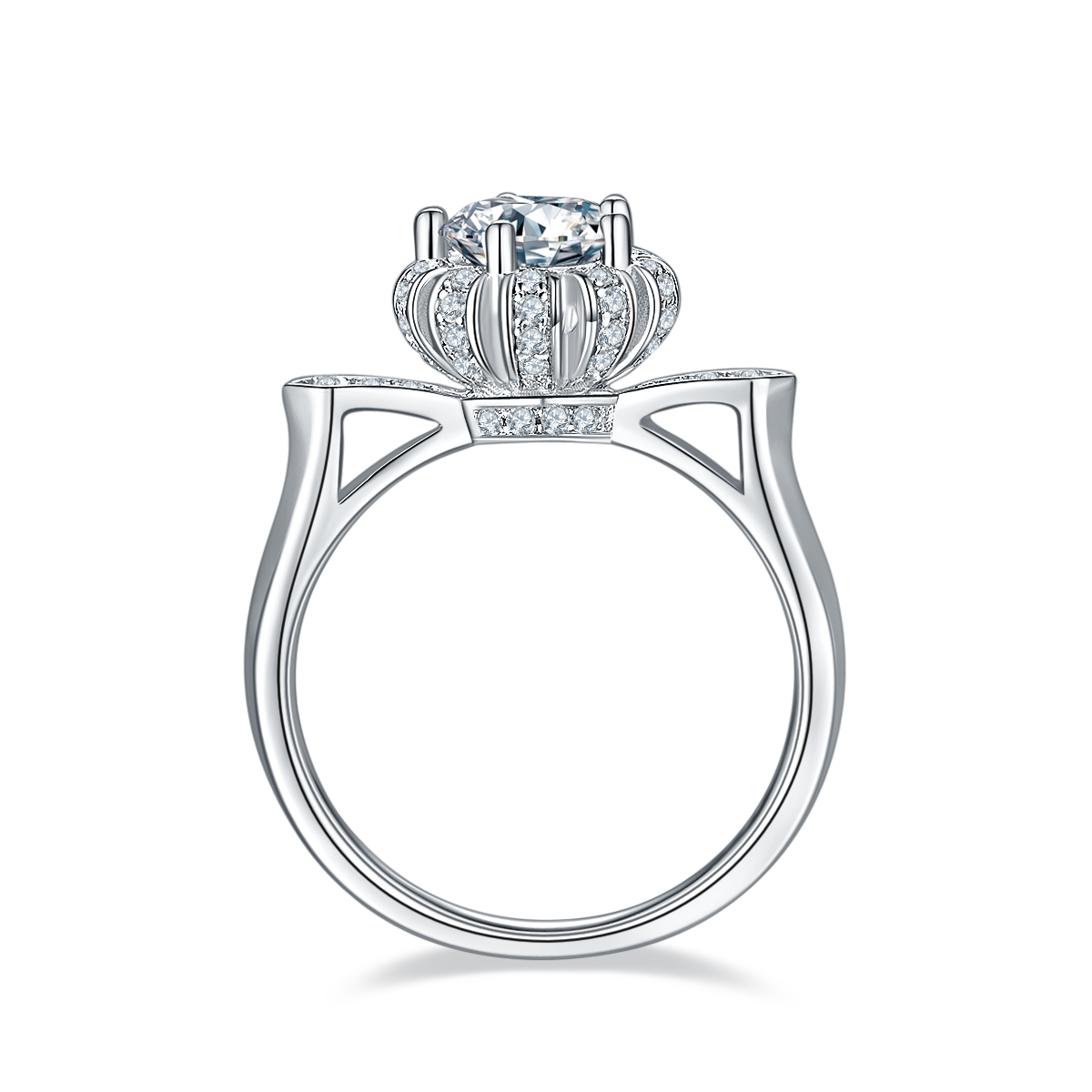 1.0 CT D Color Moissanite Alluring Custom Ring in White Gold Plated Sterling Silver#6