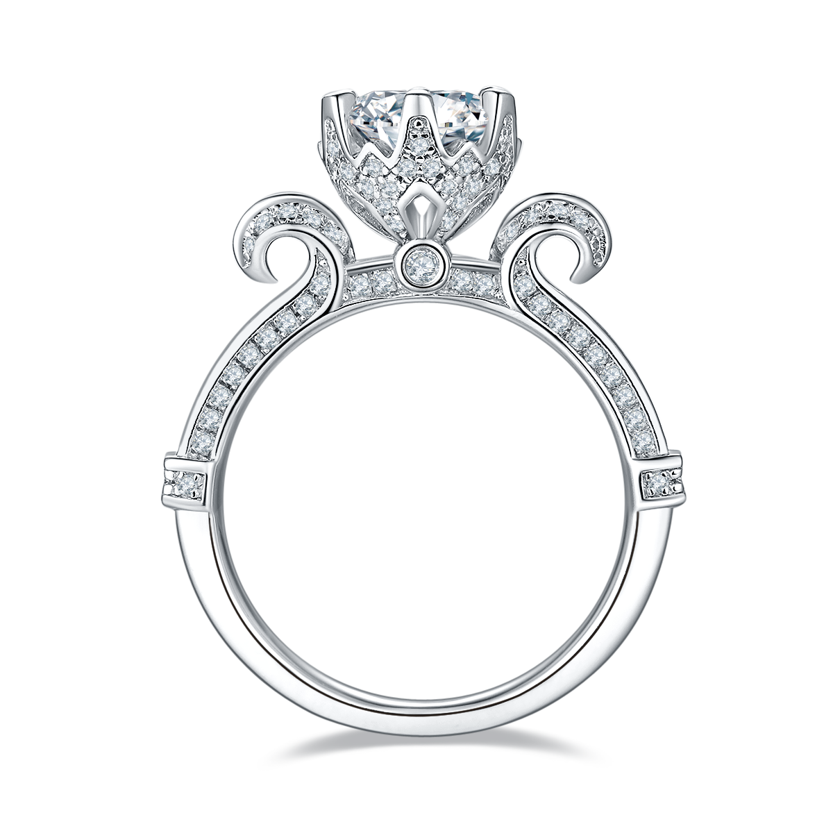 1.0 CT D Color Moissanite Swan Lake Custom Ring in White Gold Plated Sterling Silver#6
