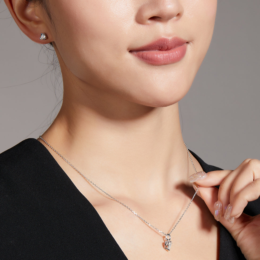 Heart Cut Moissanite Classic Pendant & Stud Earrings Set in White Gold Plated Sterling Silver#6