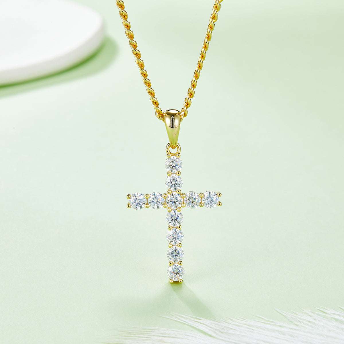 D Color Moissanite Classic Cross Pendant (4.0mm) in Sterling Silver#6