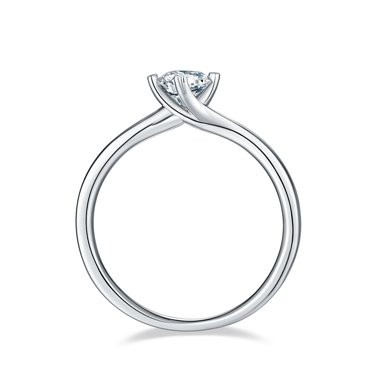 0.5 CT D Color Moissanite 4-Prong Twisted Shank Ring in White Gold Plated Sterling Silver#6