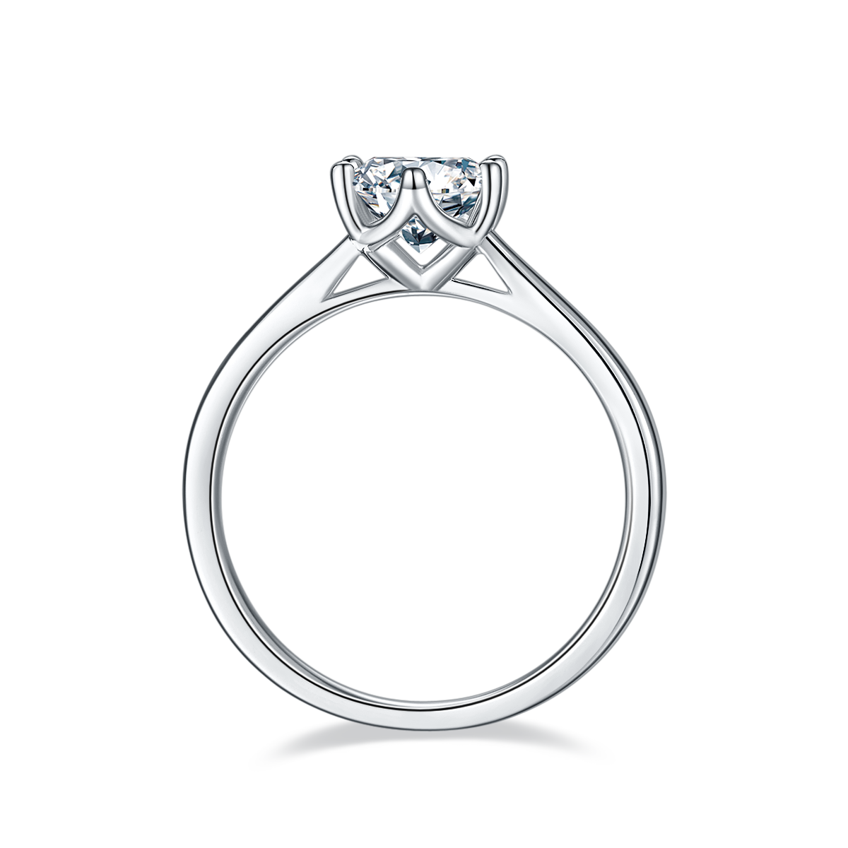 1.0 CT D Color Moissanite Modern 6-Prong Straight Shank Ring in White Gold Plated Sterling Silver#6