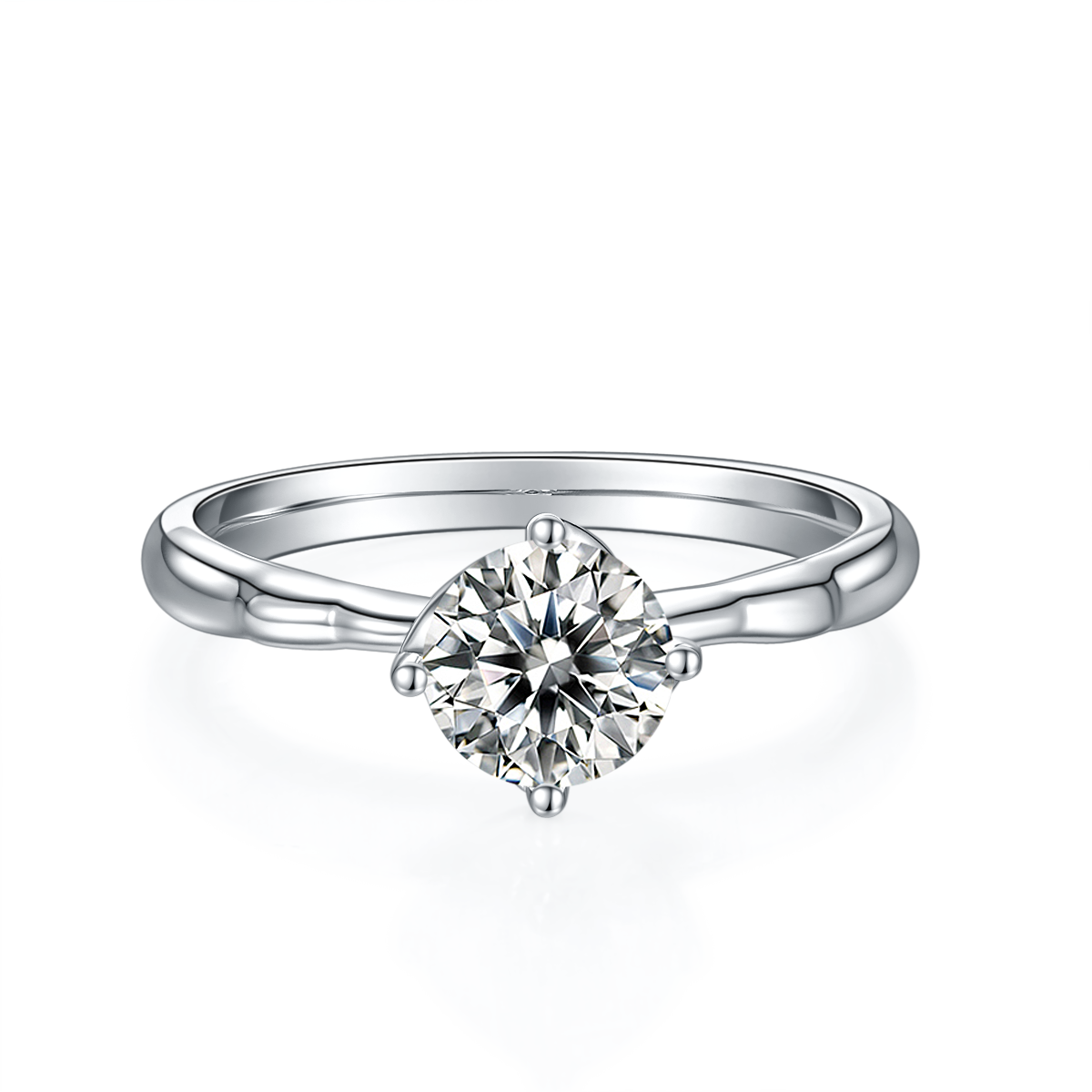 1.0 CT D Color Moissanite Windmill Straight Shank Ring in White Gold Plated Sterling Silver#5