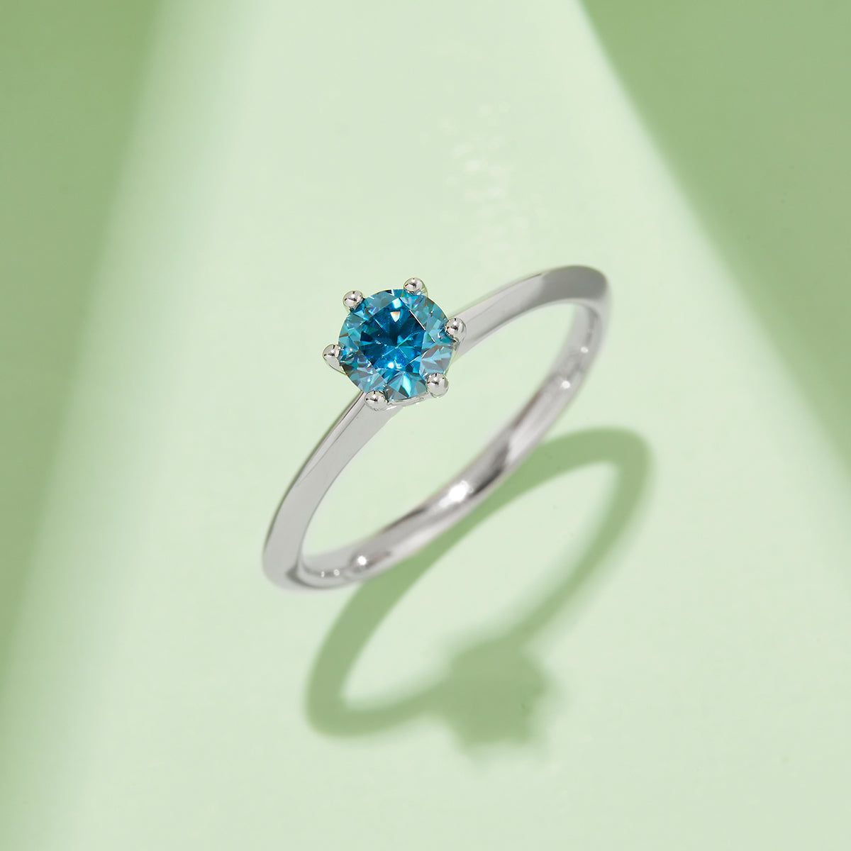 0.5 CT D Color Moissanite 6-Prong Classic Straight Shank Ring in White Gold Plated Sterling Silver#10