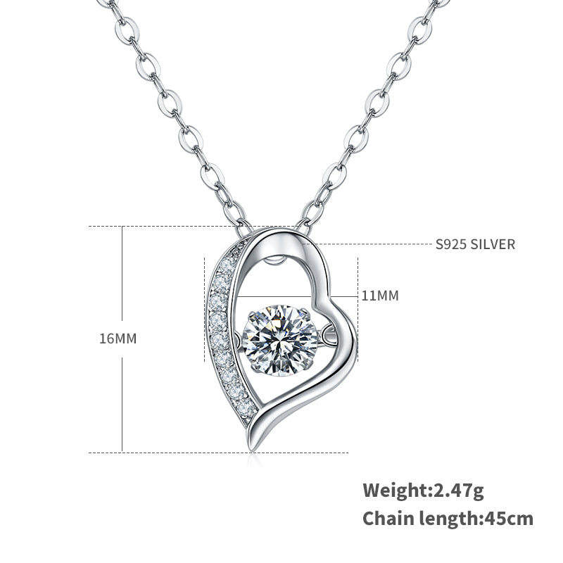 0.5 CT D Color Dancing Romance Moissanite Necklace in White Gold Plated Sterling Silver#1