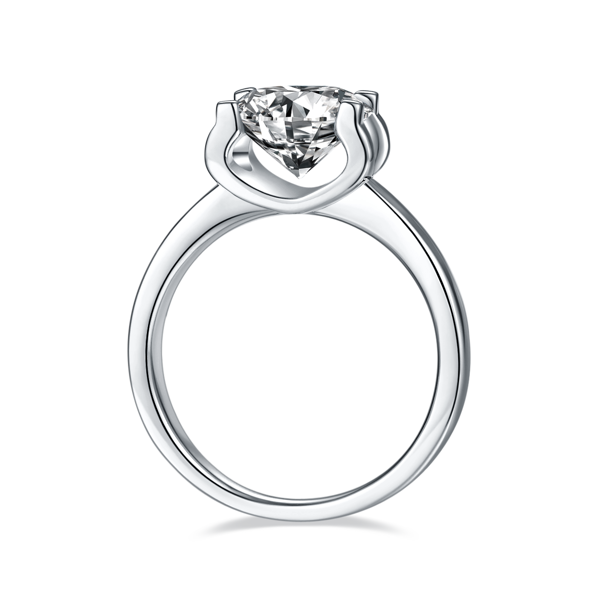 3.0 CT D Color Moissanite Peg Head Classic Ring in White Gold Plated Sterling Silver#6