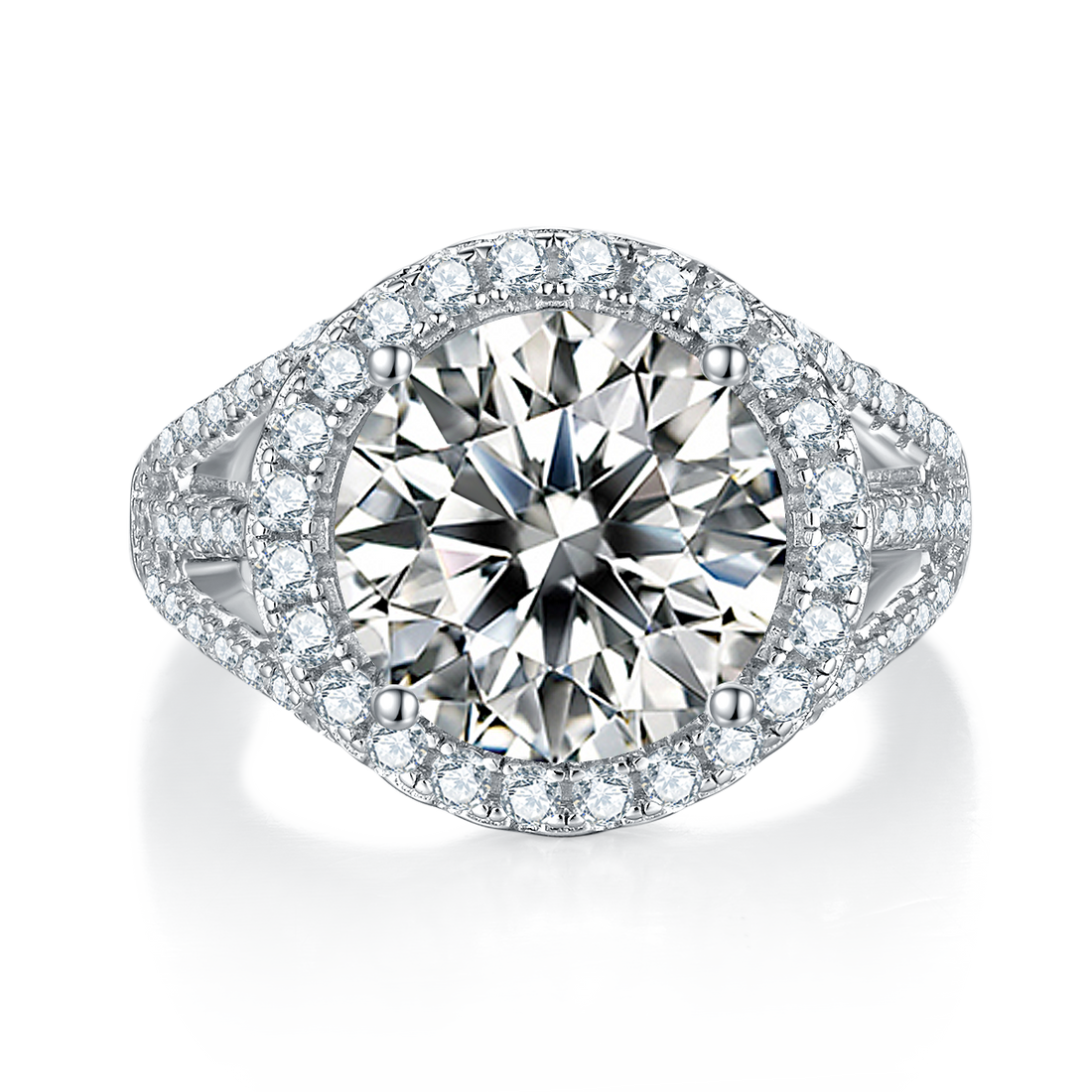 5.0 CT D Color Bezel Set Moissanite Classic Ring in White Gold Plated Sterling Silver#2