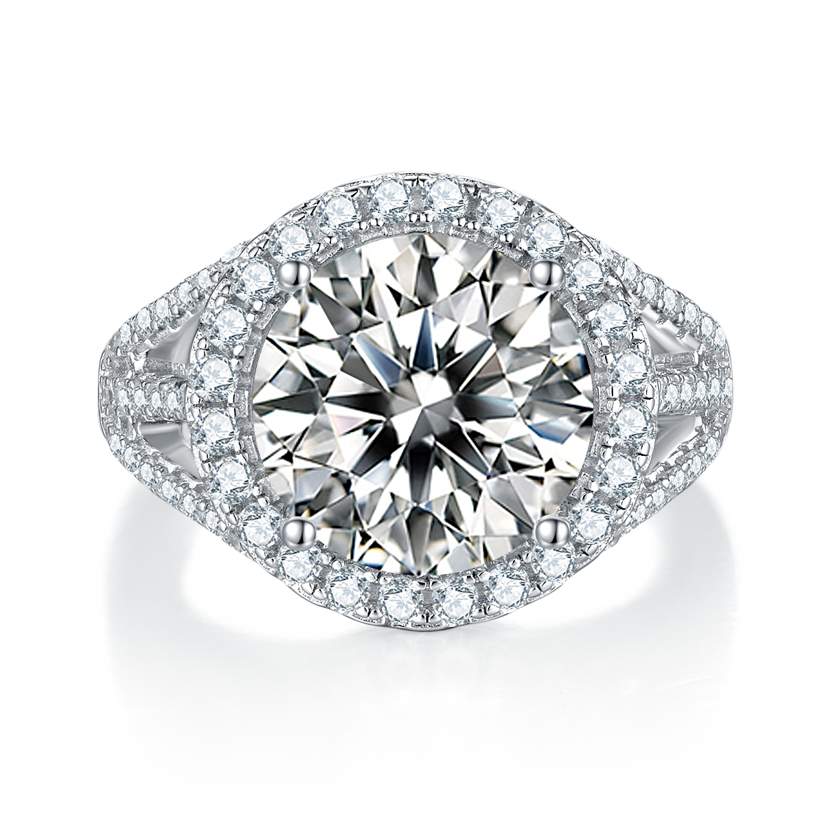 5.0 CT D Color Bezel Set Moissanite Classic Ring in White Gold Plated Sterling Silver#2