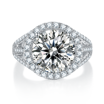 5.0 CT D Color Bezel Set Moissanite Classic Ring in White Gold Plated Sterling Silver#2
