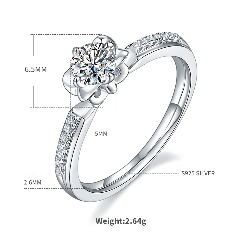 0.5 CT D Color Moissanite Pave Celebrity Style Ring in White Gold Plated Sterling Silver#4