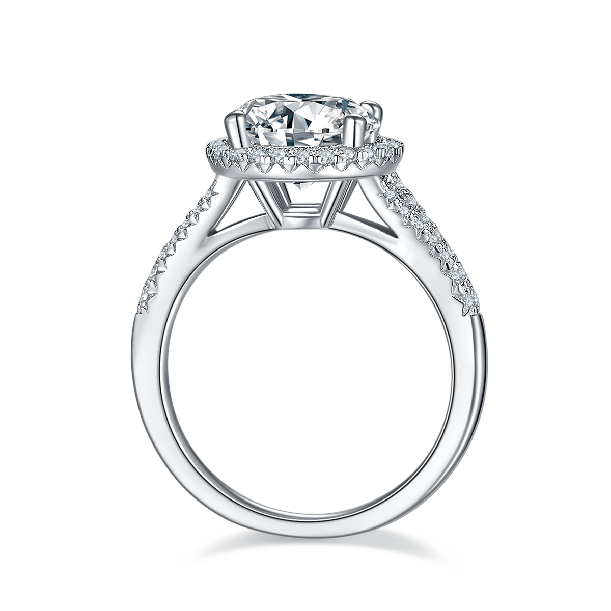 3.0 CT D Color Bezel Set Moissanite Split Shank Ring in White Gold Plated Sterling Silver#6