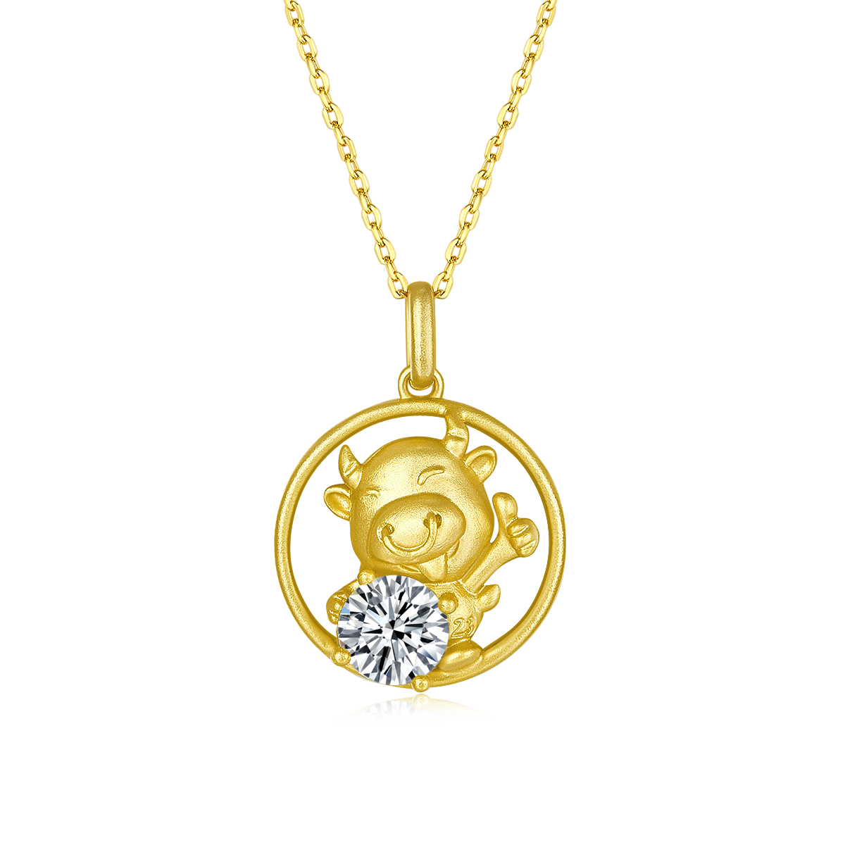 1.0 CT Moissanite Chinese Zodiac Ox Necklace in Sterling Silver#2