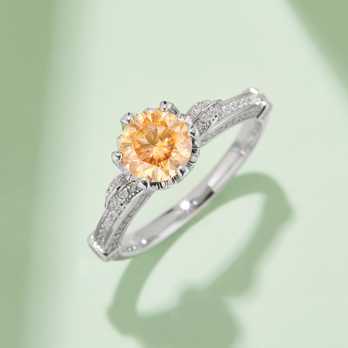 1.0 CT D Color Moissanite Swan Lake Custom Ring in White Gold Plated Sterling Silver#9