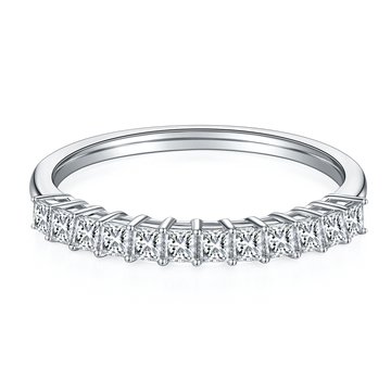 1.0 CT D Color Princess Cut Moissanite Custom Eternity Band in White Gold Plated Sterling Silver#2