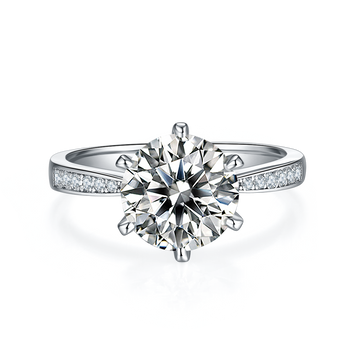 3.0 CT D Color Moissanite Pave Dancing Custom Ring in White Gold Plated Sterling Silver#5