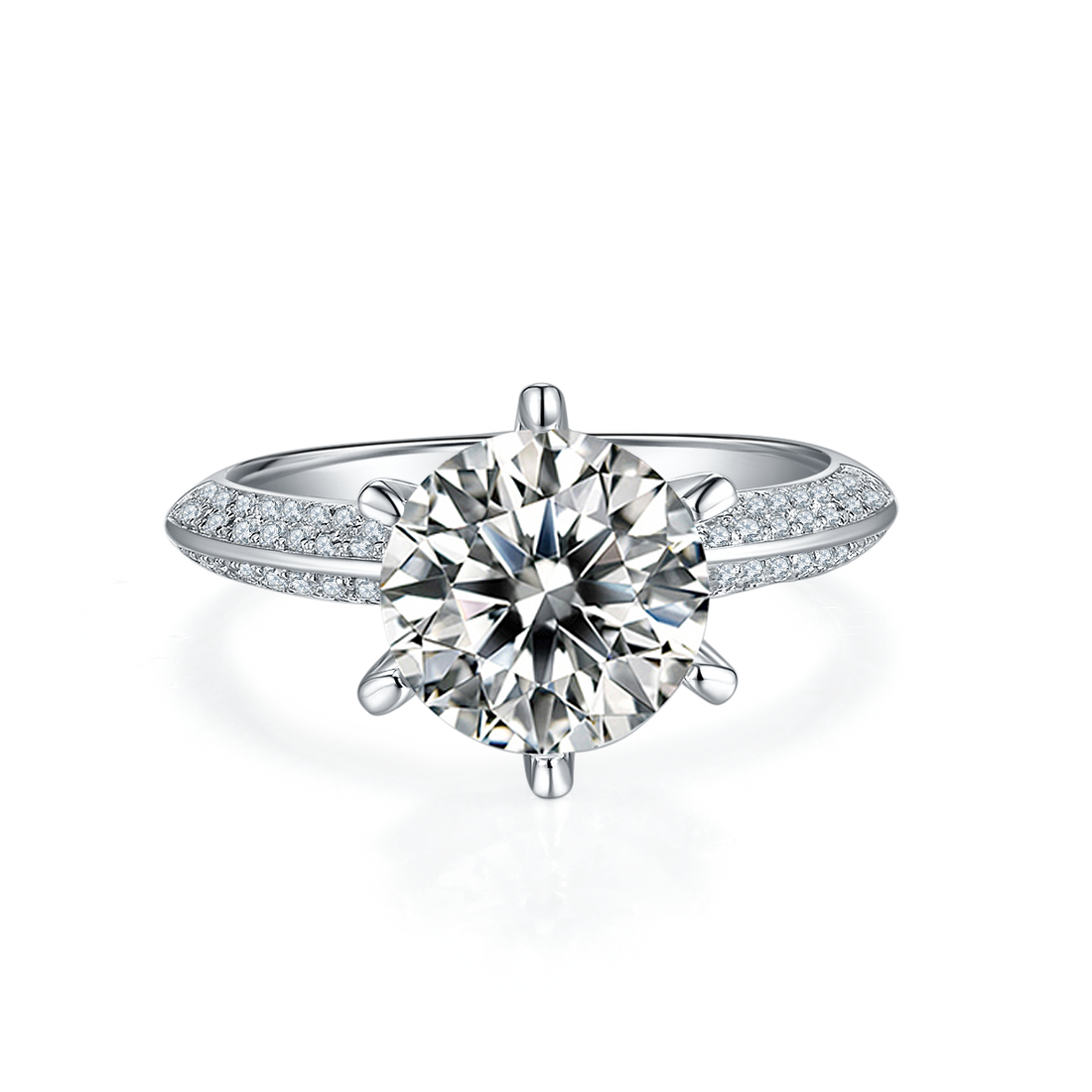 3.0 CT D Color Moissanite Majestic Ring in White Gold Plated Sterling Silver#5