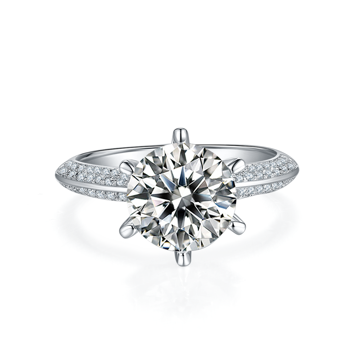 3.0 CT D Color Moissanite Majestic Ring in White Gold Plated Sterling Silver#5