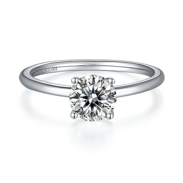 1.0 CT D Color Round Cut Moissanite Classic Ring in White Gold Plated Sterling Silver#2