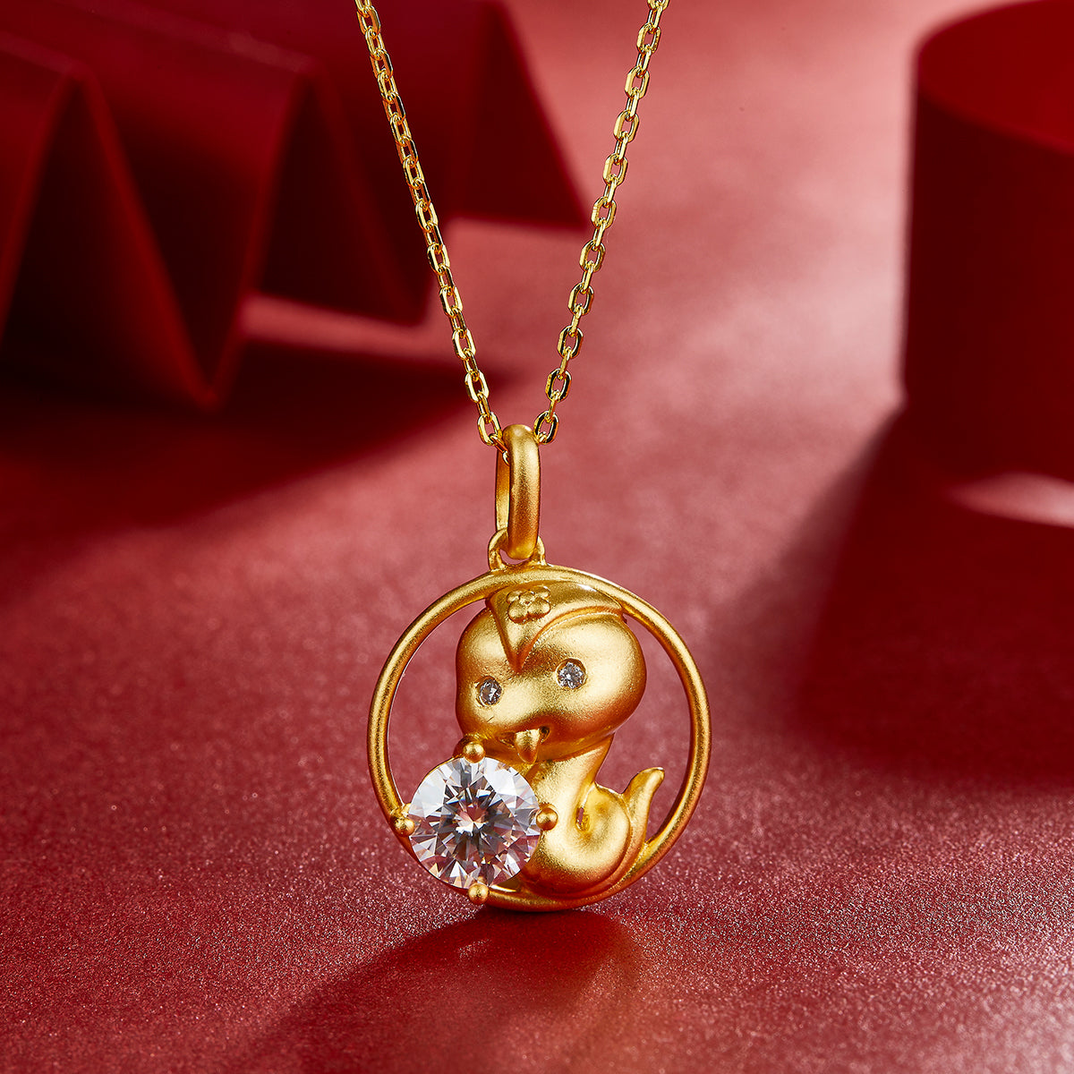 1.0 CT Moissanite Chinese Zodiac Snake Necklace in Sterling Silver#3