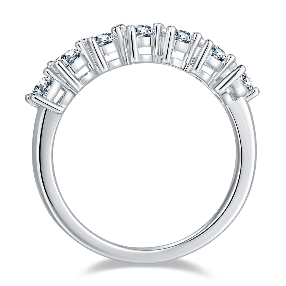 2.1 CT D Color Pear Cut Moissanite Eternity Band in White Gold Plated Sterling Silver#2