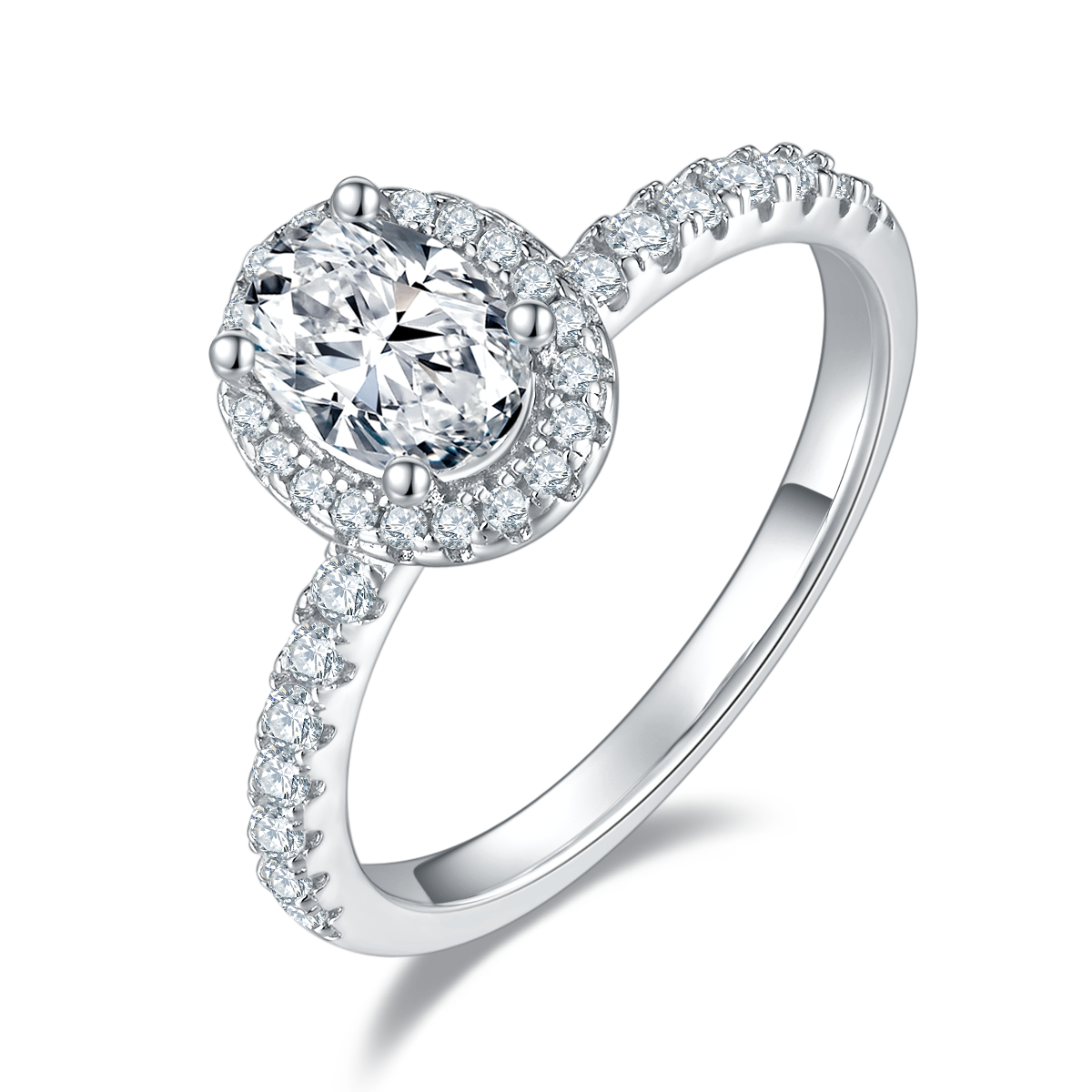 1.0 CT D Color Oval Cut Moissanite Dainty Ring in White Gold Plated Sterling Silver#6