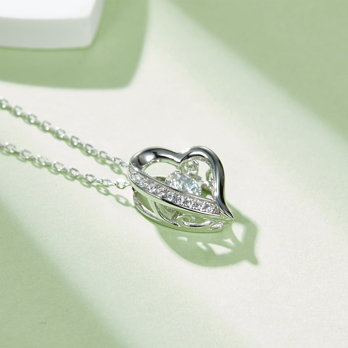0.5 CT D Color Dancing Romance Moissanite Necklace in White Gold Plated Sterling Silver#4