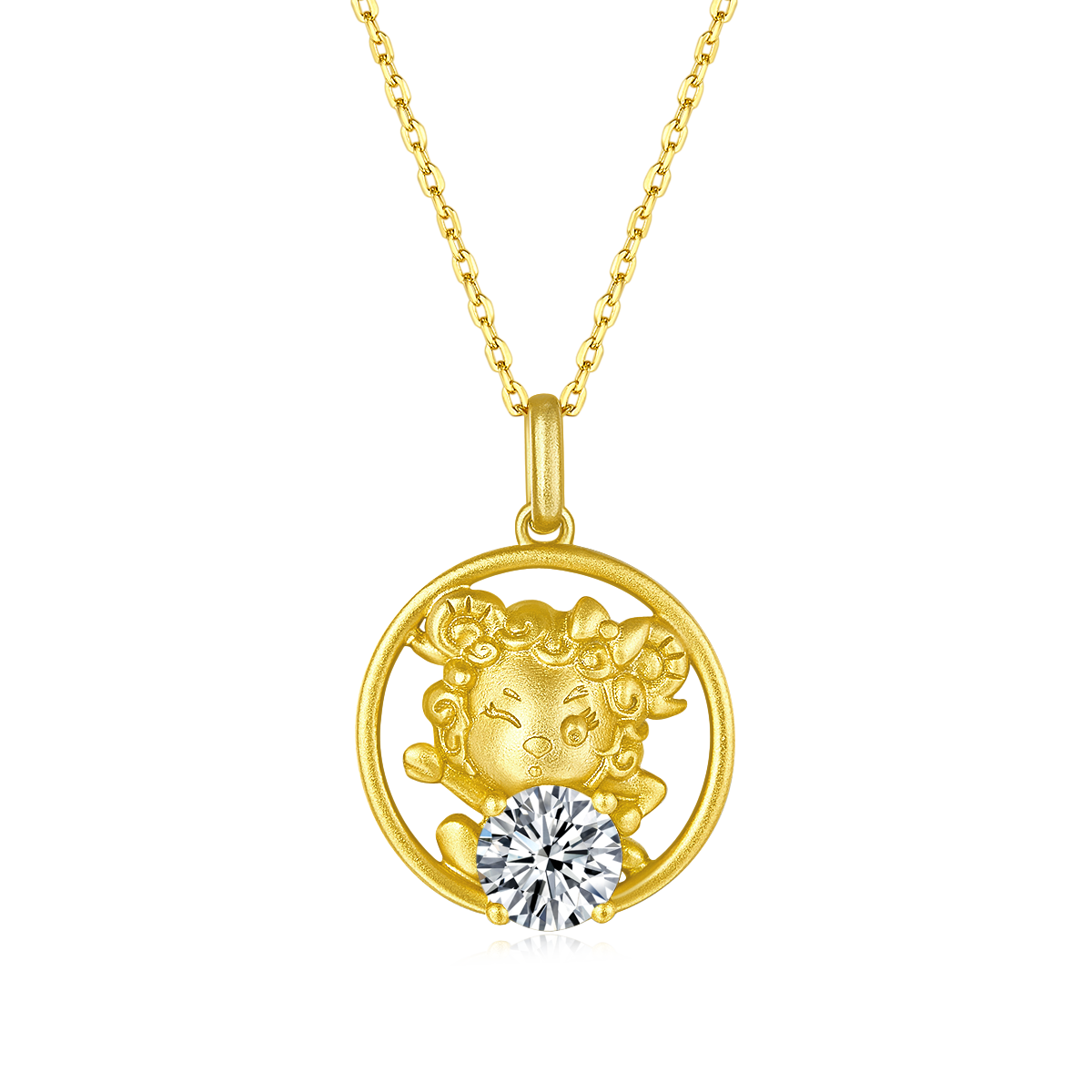 1.0 CT Moissanite Chinese Zodiac Goat Necklace in Sterling Silver#2