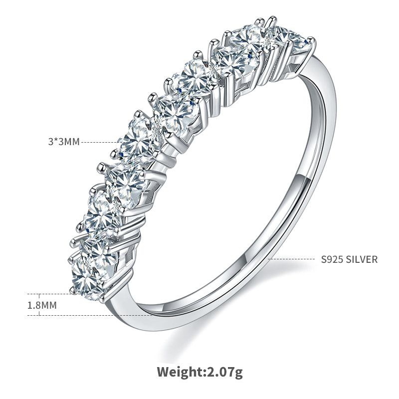 1.0 CT D Color Heart Cut Moissanite Custom Eternity Band in White Gold Plated Sterling Silver#1