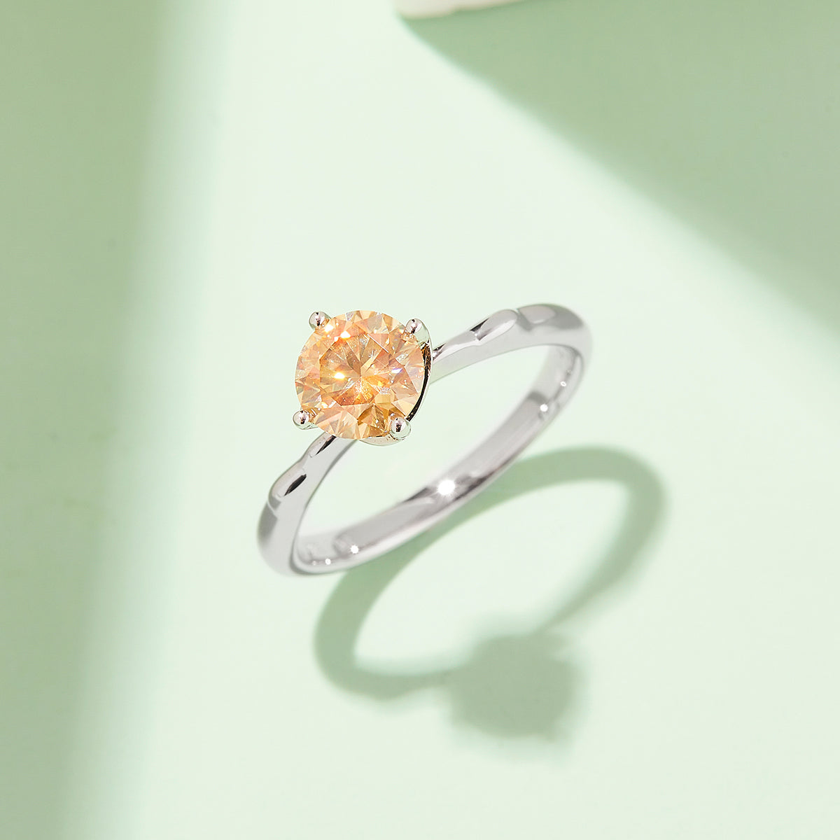 1.0 CT D Color Moissanite Windmill Straight Shank Ring in White Gold Plated Sterling Silver#9