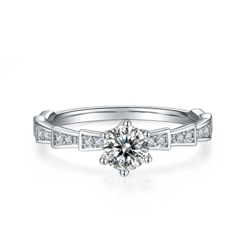 0.5 CT D Color Moissanite Pave Mechanical Snake Ring in White Gold Plated Sterling Silver#5