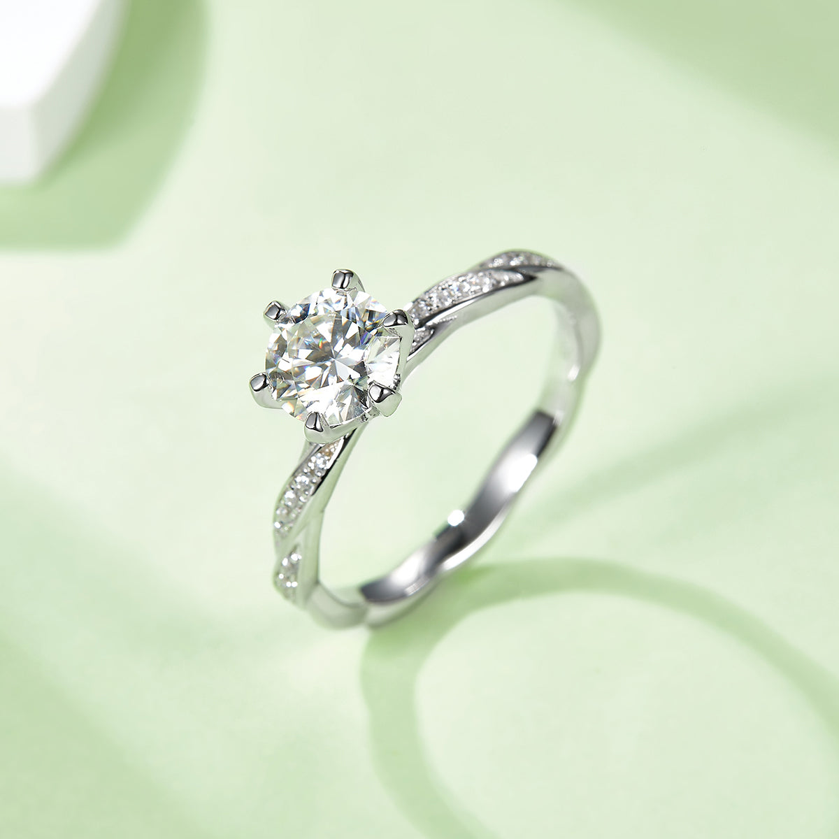 1.0 CT D Color Moissanite Tender Love Ring in White Gold Plated Sterling Silver#7