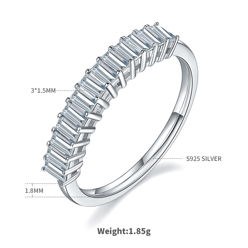 1.0 CT D Color Emerald Cut Moissanite Custom Eternity Band in White Gold Plated Sterling Silver#1