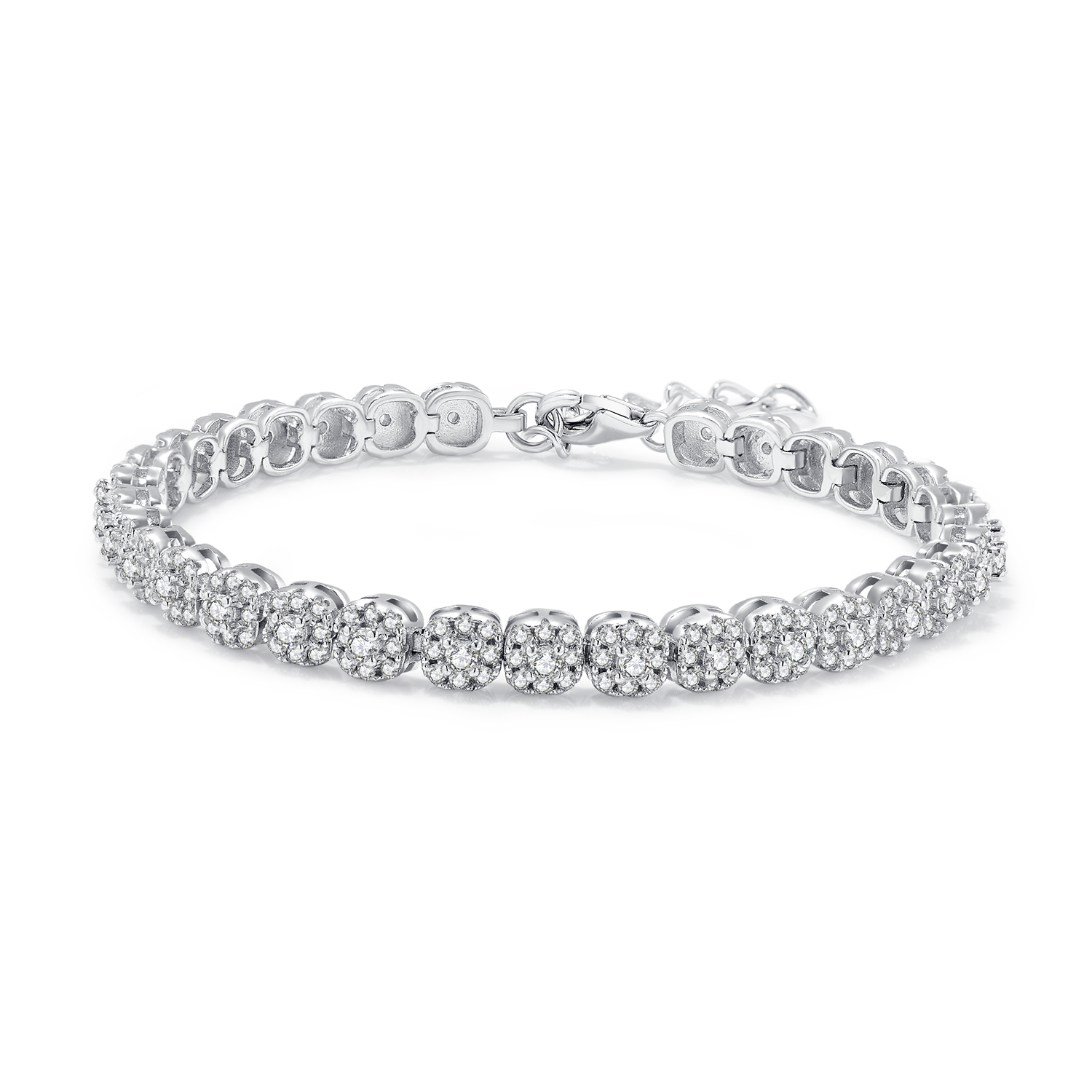 3.5 CT D Color Moissanite Square Bezel Tennis Bracelet (18cm) in 18K White Gold Plated Sterling Silver#1