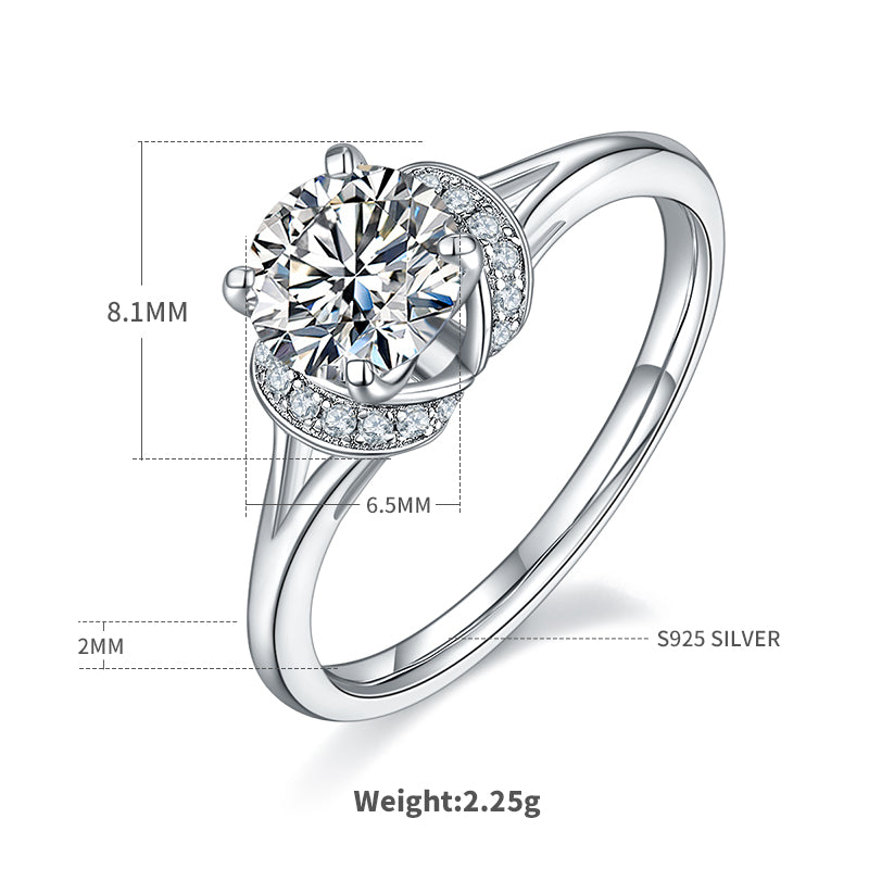 1.0 CT D Color Moissanite True Love Ring in White Gold Plated Sterling Silver#4