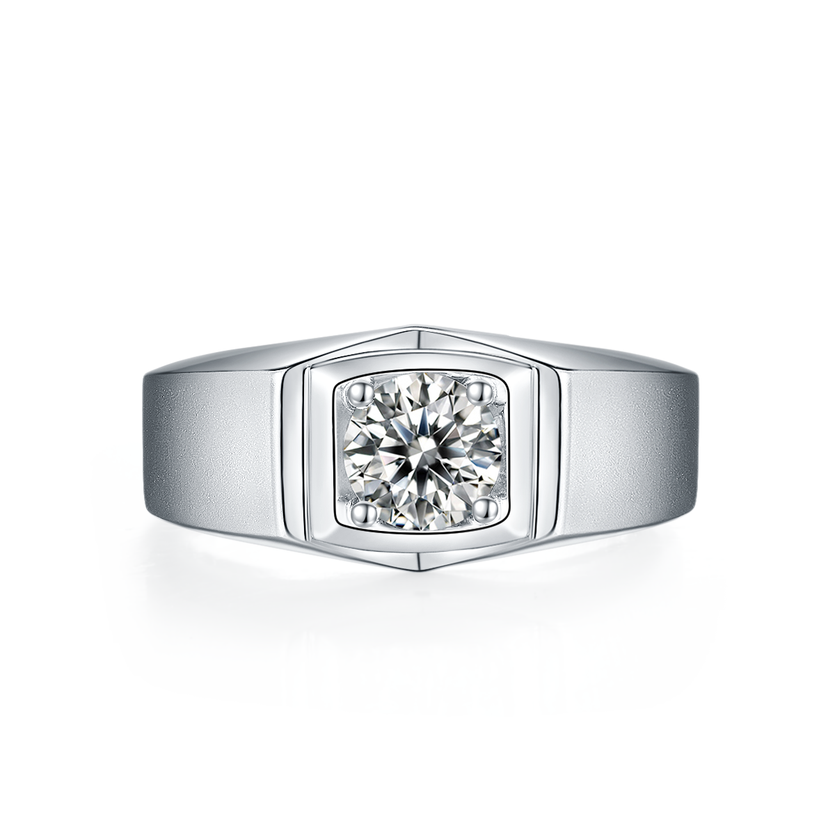 1.0 CT D Color Moissanite Rebel Men's Band in White Gold Plated Sterling Silver#7