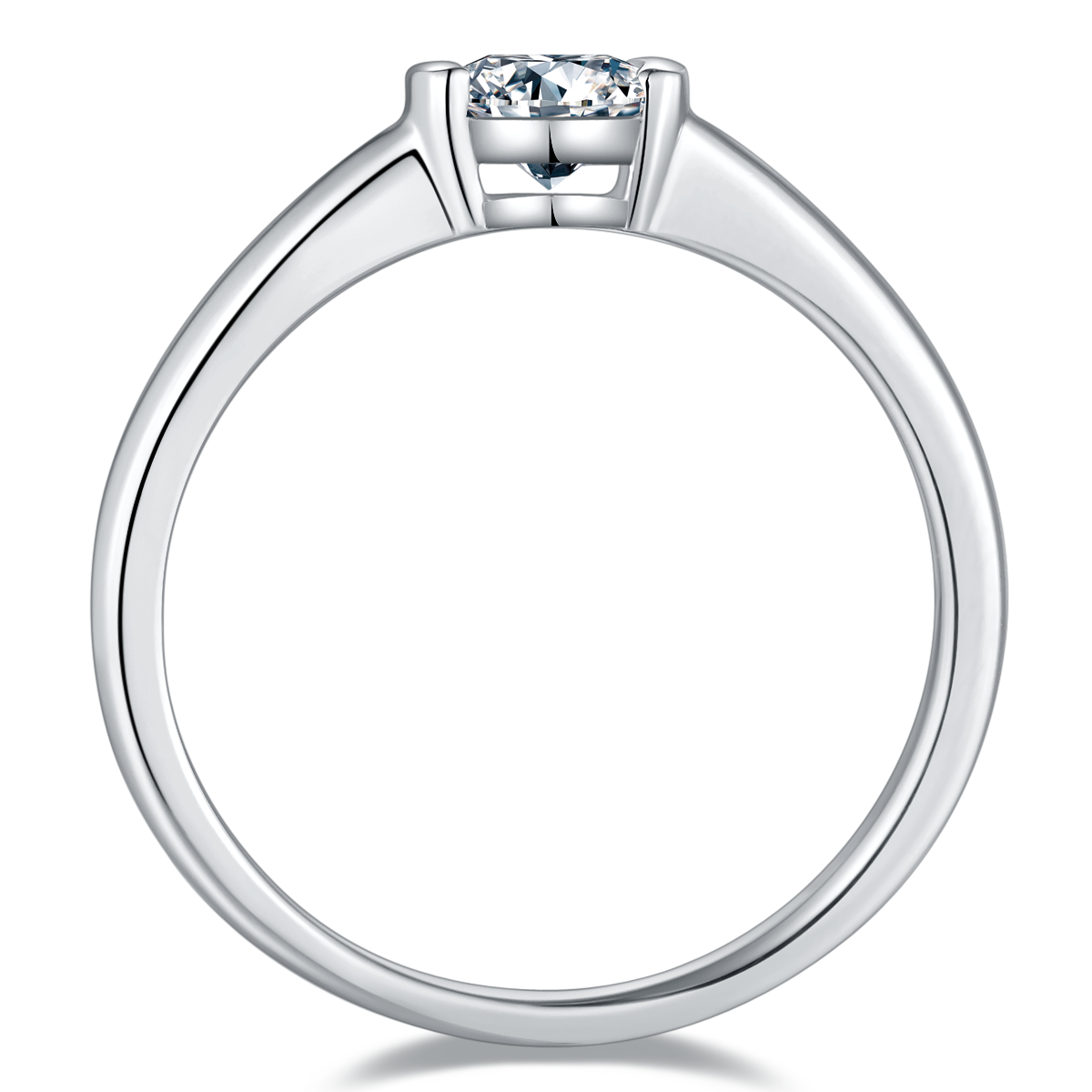 0.5 CT D Color Round Cut Moissanite Minimalist Ring in White Gold Plated Sterling Silver#3