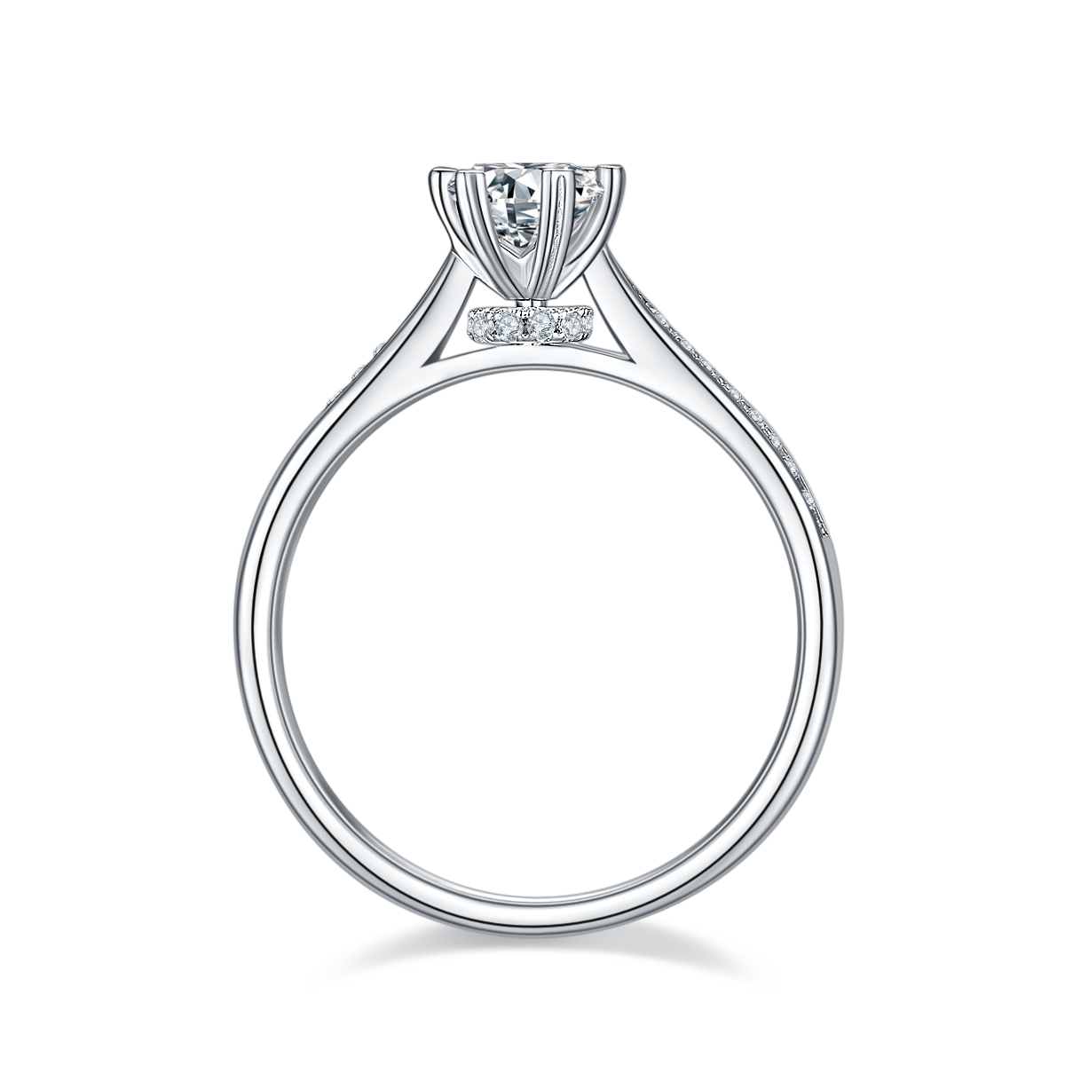 0.5 CT D Color Moissanite Pave Spinning Fortune Ring in White Gold Plated Sterling Silver#6