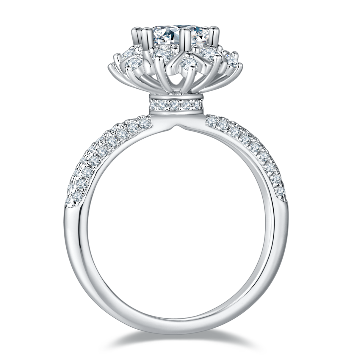 1.0 CT D Color Moissanite Phoenix Floral Ring in White Gold Plated Sterling Silver#6