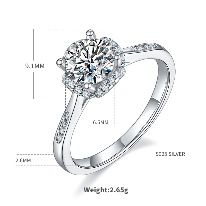 1.0 CT D Color Moissanite Pave In the Mood for Love Ring in White Gold Plated Sterling Silver#4