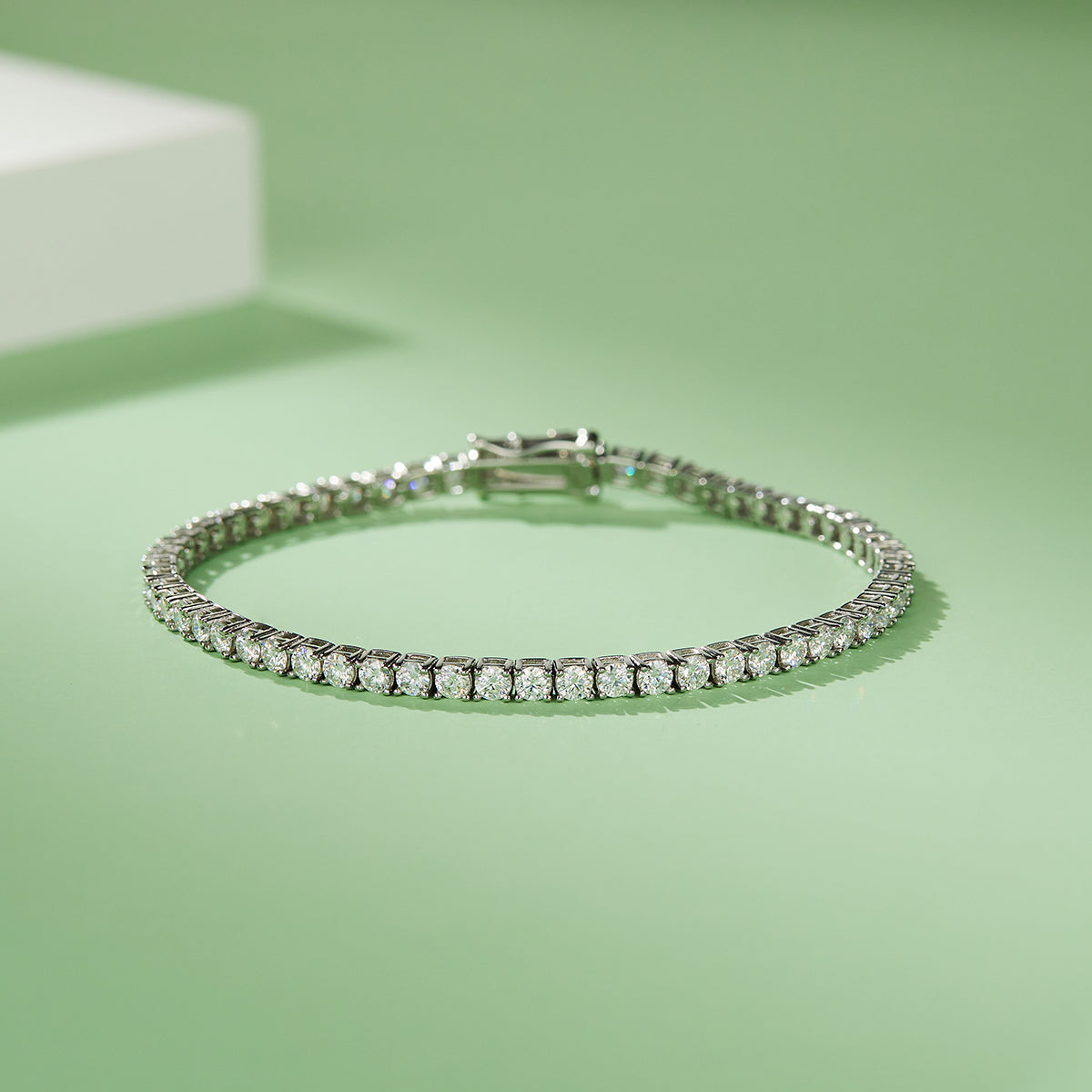 D Color Moissanite Classic 4-Prong Tennis Bracelet in 18K White Gold Plated Sterling Silver#4