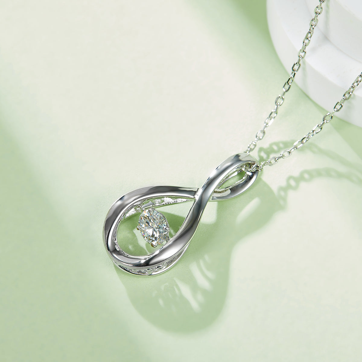 0.5 CT D Color Dancing Lingering Love Moissanite Necklace in White Gold Plated Sterling Silver#5