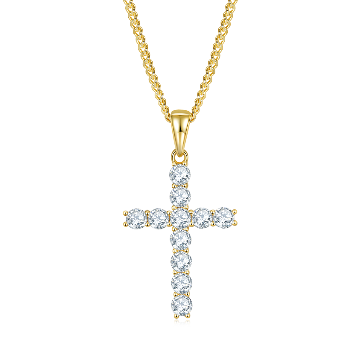 D Color Moissanite Classic Cross Pendant (4.0mm) in Sterling Silver#3