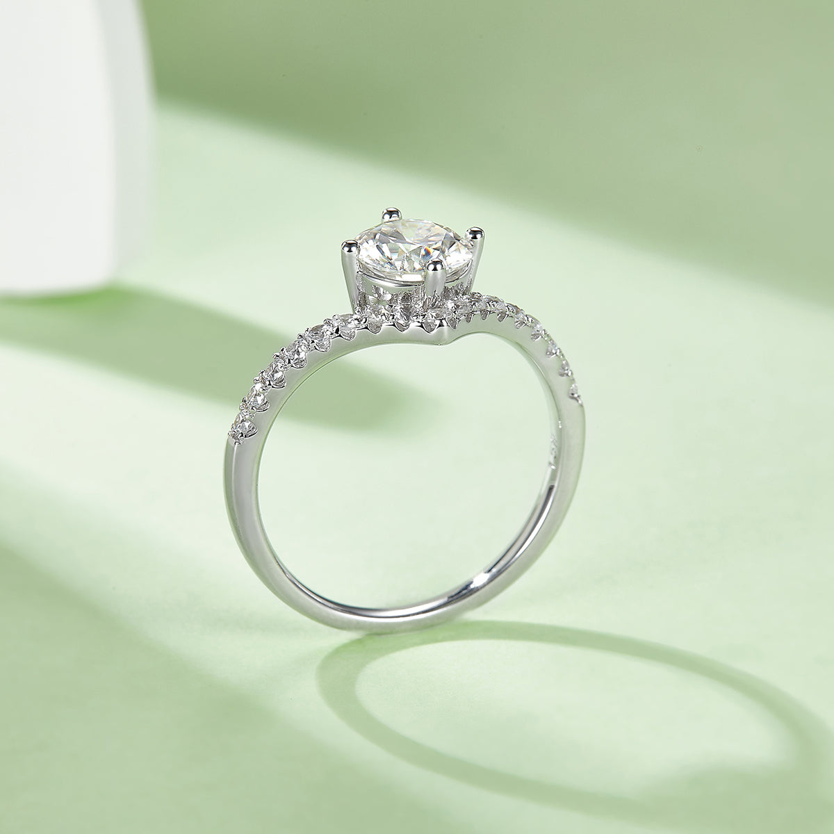 1.0 CT D Color Moissanite V-Shaped Eternity Band in White Gold Plated Sterling Silver#5