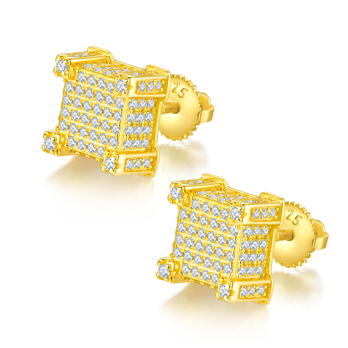 1.06 CT D Color Moissanite Melee Princess Cut Bar Screw Back Studs in Sterling Silver#2