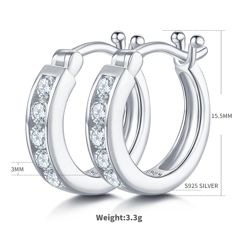 0.45 CT D Color Moissanite Melee Single Row Half Hoop Earrings in Sterling Silver#3