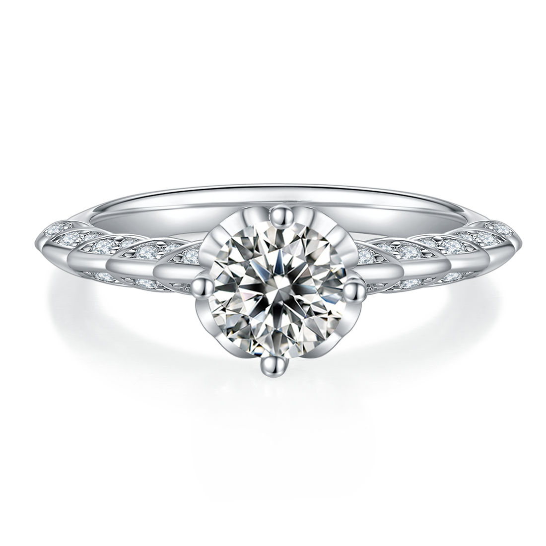 1.0 CT D Color Moissanite Wedding Vow Ring in White Gold Plated Sterling Silver#5