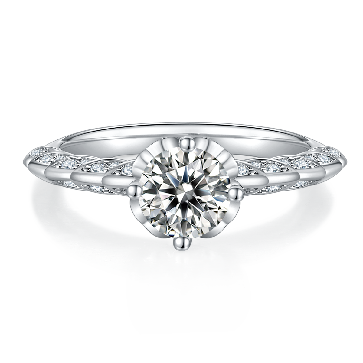 1.0 CT D Color Moissanite Wedding Vow Ring in White Gold Plated Sterling Silver#5