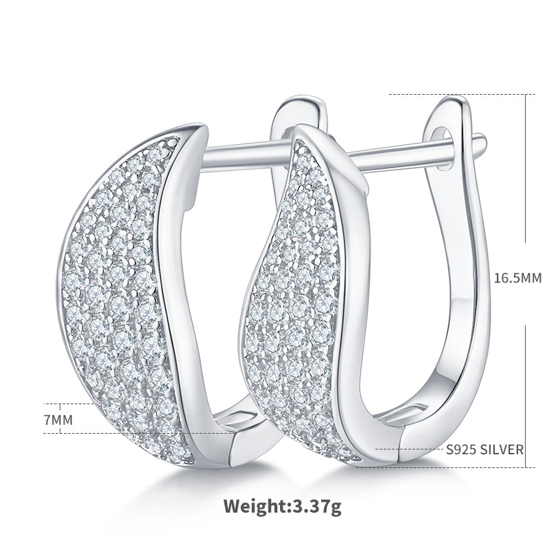 0.5 CT D Color Moissanite Melee 4-Row Half Hoop Earrings in Sterling Silver#3